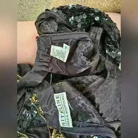 Vintage Niteline black beaded sequin cocktail dress size 2 - Picture 5 of 5